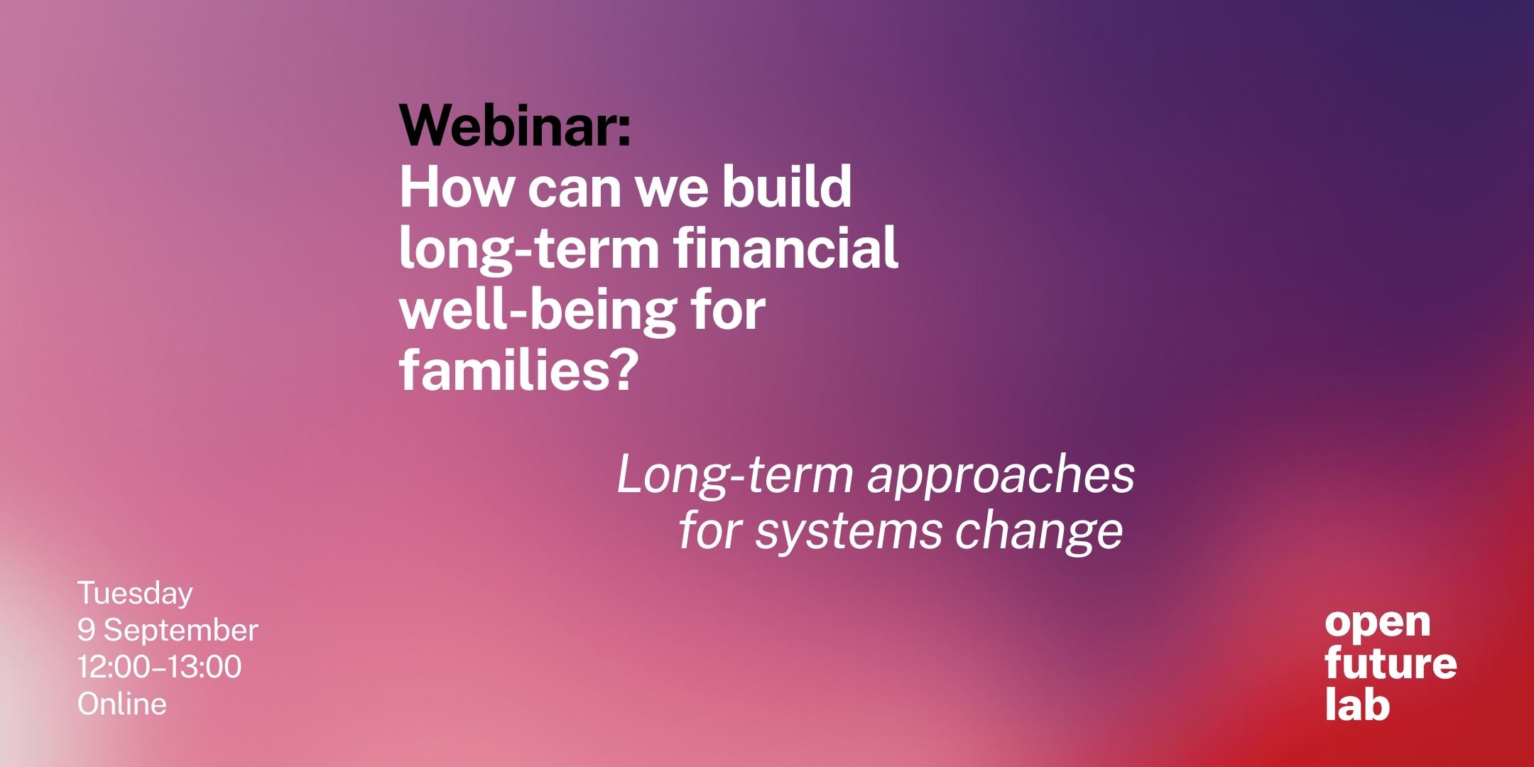 Webinar: How can we build long-term financial well-being for families