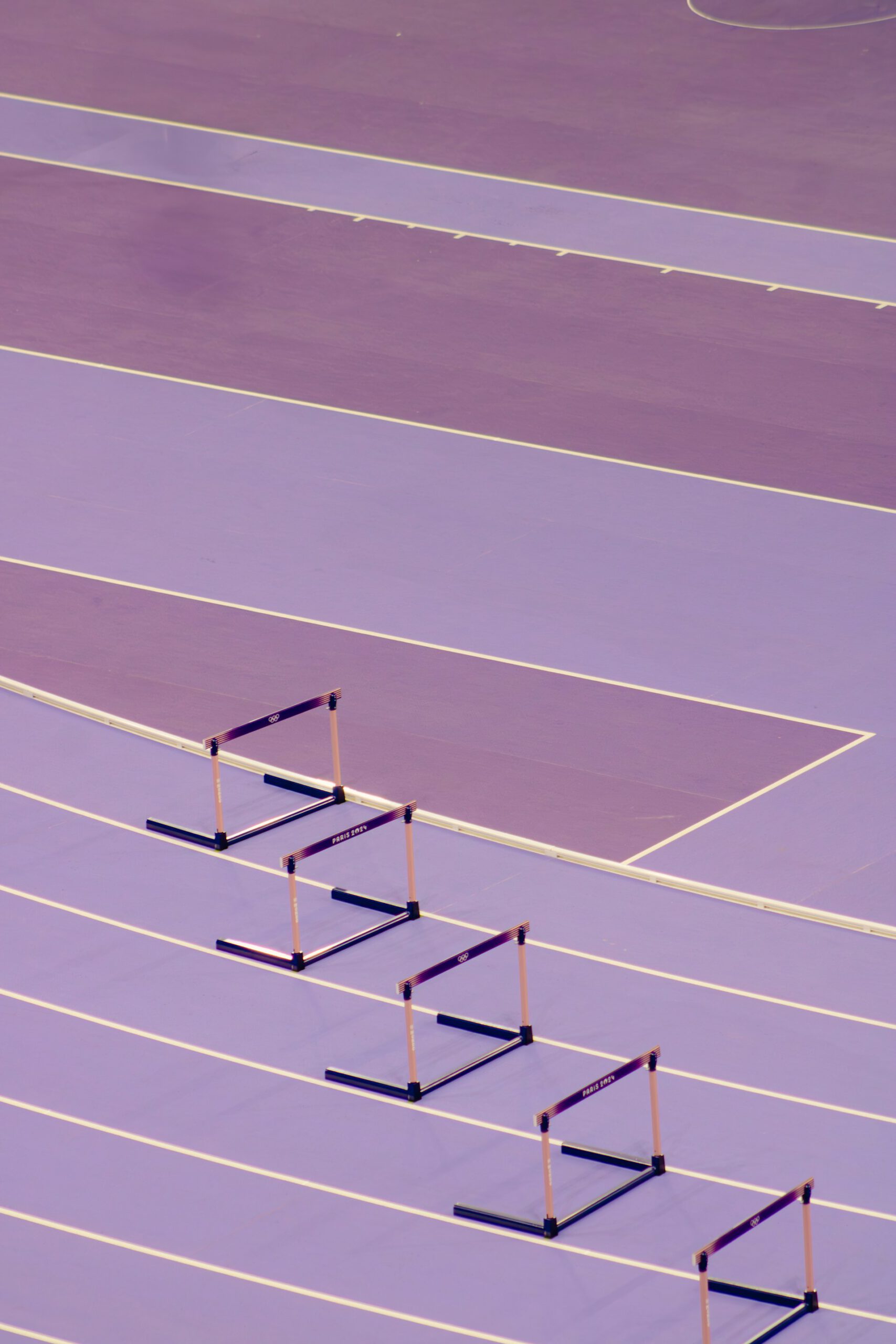 Hurdles on a running track